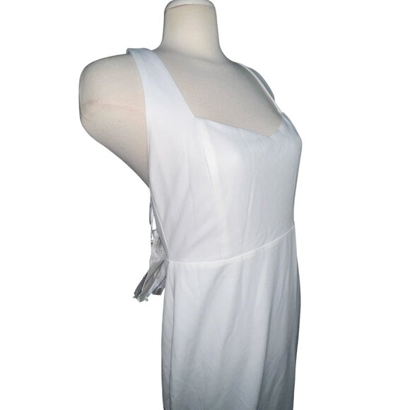 Lulu's NWT Romantic Glow Backless Pearl Bow Wedding Gown Maxi Dress Sz Medium Wh - Picture 10 of 16